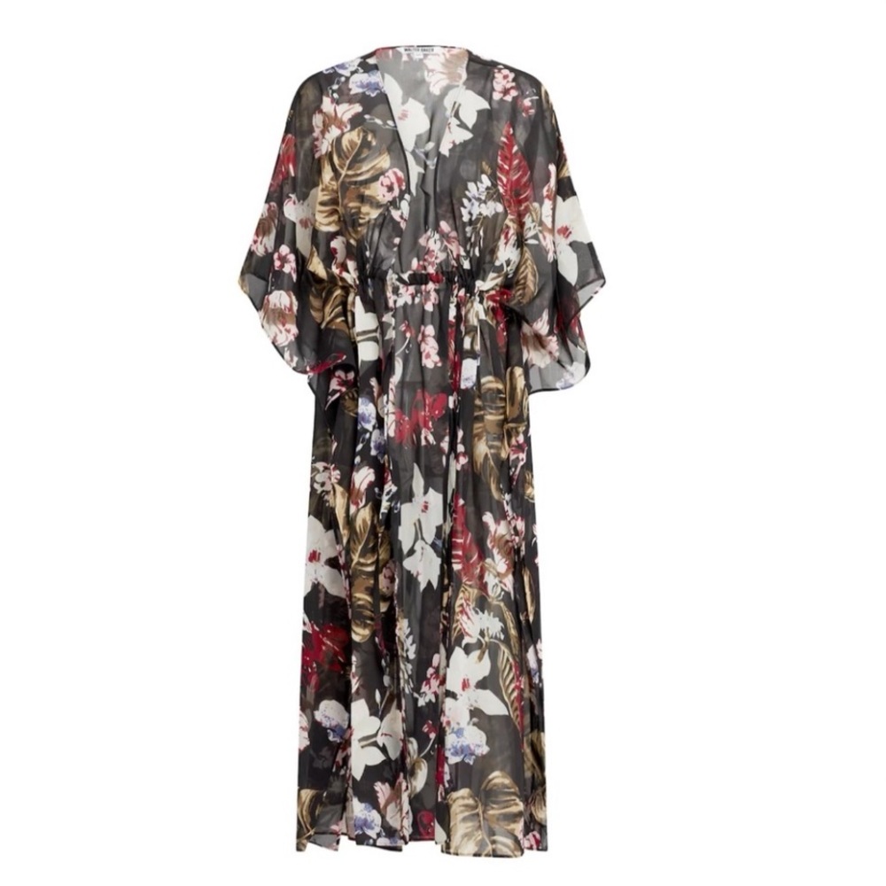 NWOT Walter Baker Tulum CAFTAN Black with Florals One Size fits most